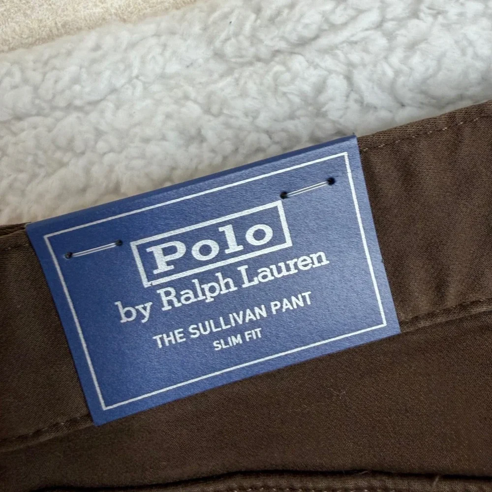 NEW Polo Ralph Lauren Sullivan Slim Fit Pants Mens 42x30 Brown Twill 5-Pocket
